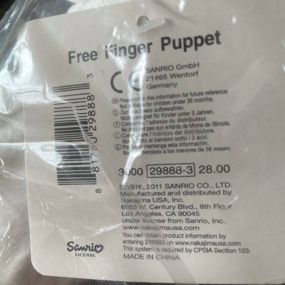 RARE Vintage panda hello kitty plush includes:6 in. stuffed animal,finger puppet - Picture 2 of 5